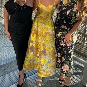 Showpo Yellow Floral Midi Dress